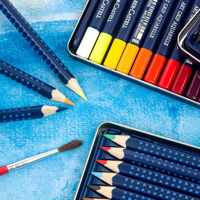 Faber Castell 12/24/36/48/60 Цвета Синий Железный ящик Профессиональный растворимые в воде