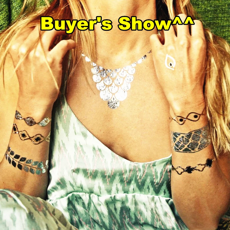 SHNAPIGN 24 стиля временная татуировка боди-арт листья цепи золотой дизайн наклейка