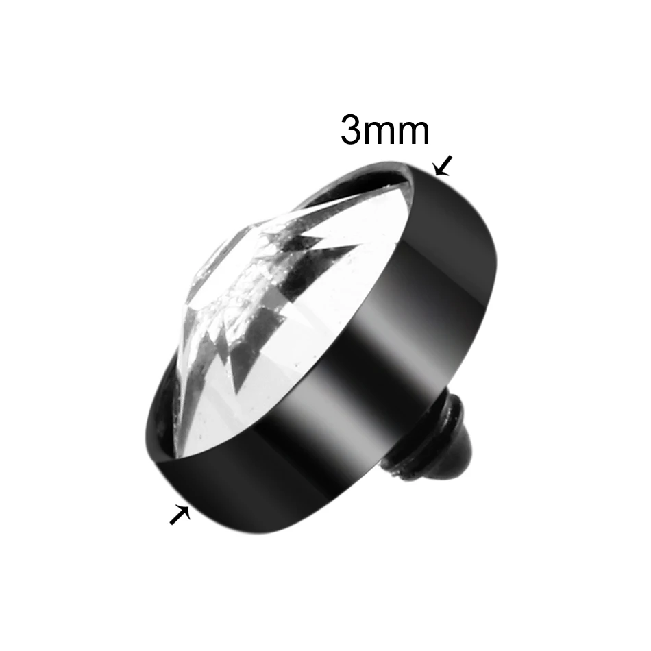 Black v Clear 3mm 10 шт./лот, титановый пирсинг, микро Кожный Якорь, Круглый драгоценный камень, имплантат для кожи дайвера, ювелирное изделие для скрытия кожи, украшения для тела - Окраска металла: Black v Clear 3mm
