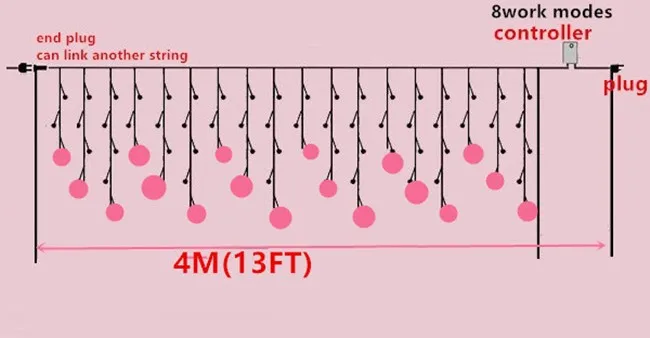 Многоцветный 4 м 96SMD Снежинка светодиодный ледяной бар лампа гирлянда занавес огни праздник Рождество Свадебный декор