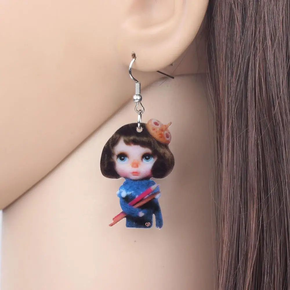 Bonsny акриловые серьги Kawaii в японском стиле для девочек большие длинные висячие