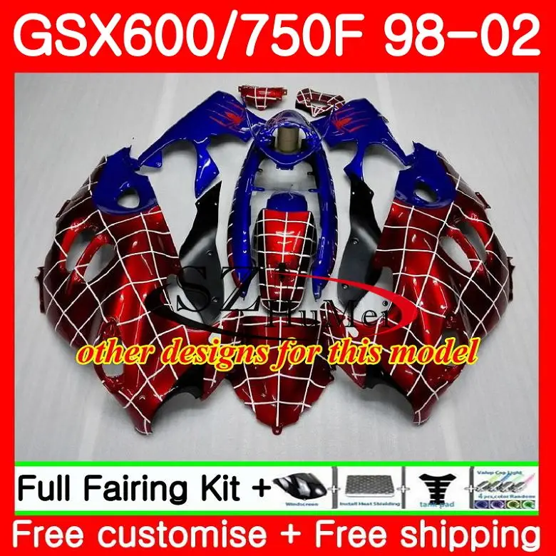 Корпус для SUZUKI KATANA GSX600F глянцевый синий GSXF 600 750 28SH3 GSXF600 98 99 00 01 02 GSXF750 1998 1999 2000 2001 2002