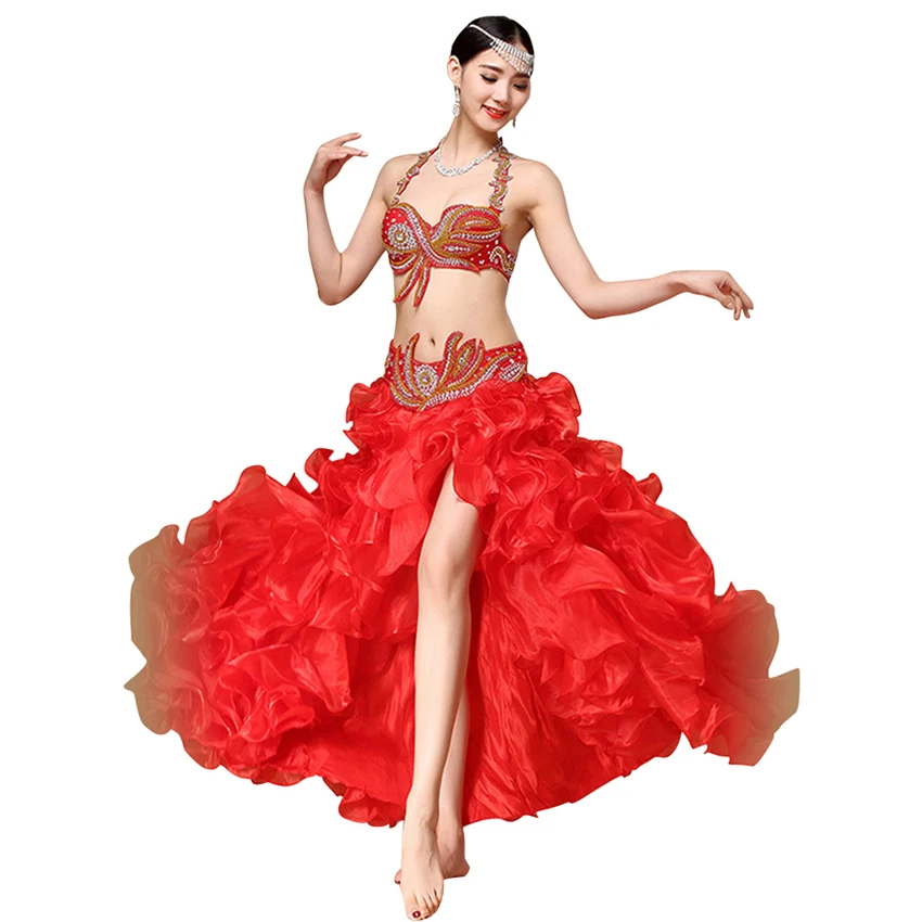 New Performance Dancewear Bellydance Clothes Professional Women Egyptian Belly Dance Bra Belt Skirt Oriental Beaded | Тематическая