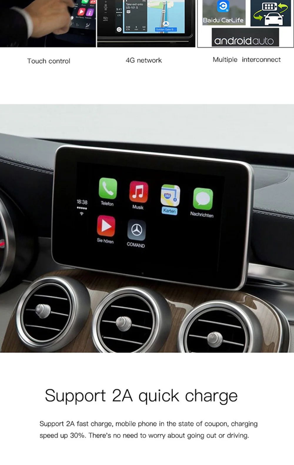 Новое поколение USB CarPlay Dongle для Android Мультимедиа gps радио со встроенным микрофоном Siri Голосовое управление CarPlay и Android Auto