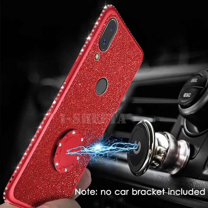 Ultra Thin Soft TPU Case For Huawei Honor 7C RU 3D Bling Plating Clear Cover 10 Lite 360 Magnetic Holder Ring Stand |