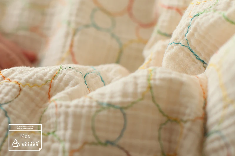 100% Моющийся хлопковый японский комплект постельного белья с вышивкой из трех