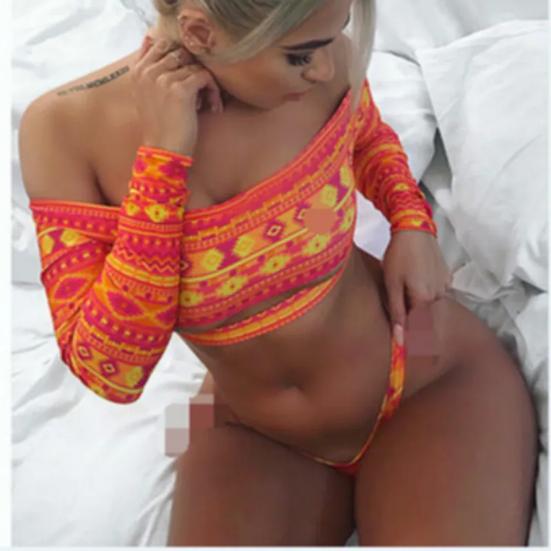 Женский купальник бикини с длинным рукавом и пуш апом|Купальники| |