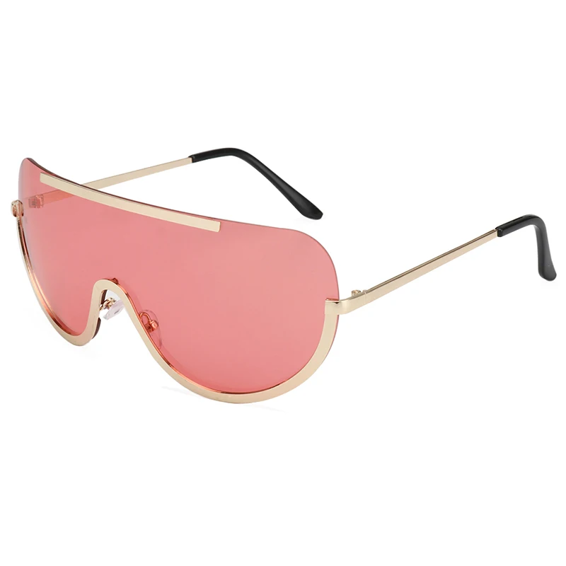 Light Red Lens Королевский в ретро стиле Для женщин солнцезащитные очки негабаритных щит металла половину кадра очки Frame ss622 - Цвет линз: Light Red Lens