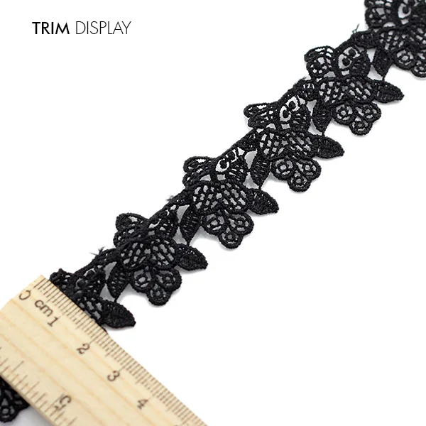 Вышитая Цветочная Черная кружевная лента для скрапбукинга ткань из полиэстера