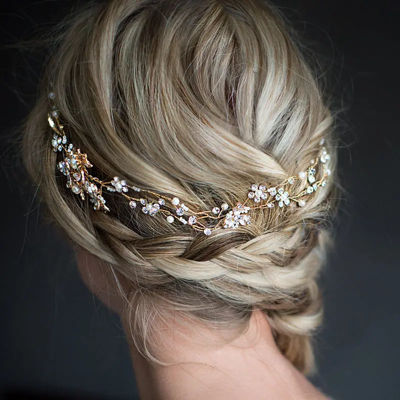 Модная свадебная повязка на голову Стразы с кристаллами атласная лента тиара |