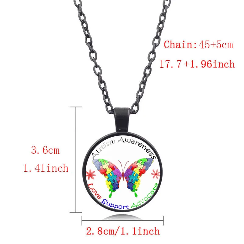 XUSHUI XJ authism Awareness Butterfly Photo Tibet серебряный Кабошон стеклянный кулон цепочка ожерелье