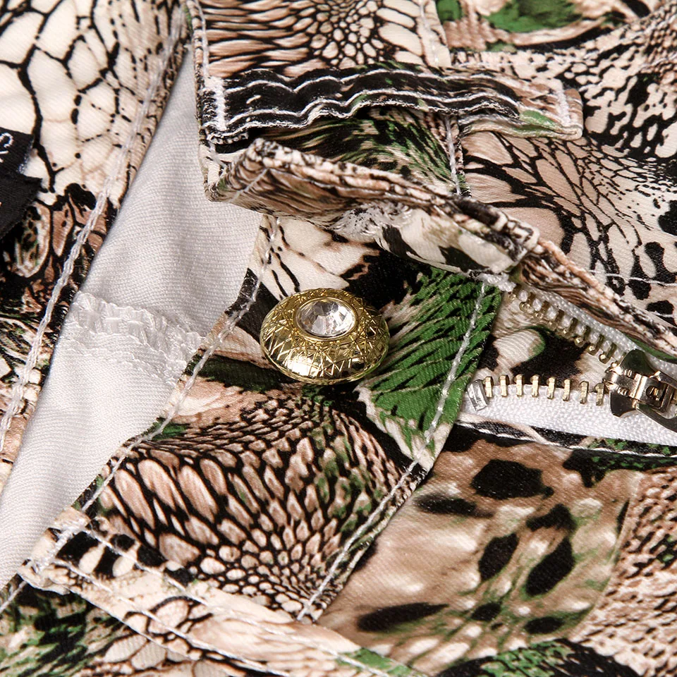 Италия Весна Лето Стретч Тощий Женщины Тонкий Карандаш Джинсы Цветочный Хлопок