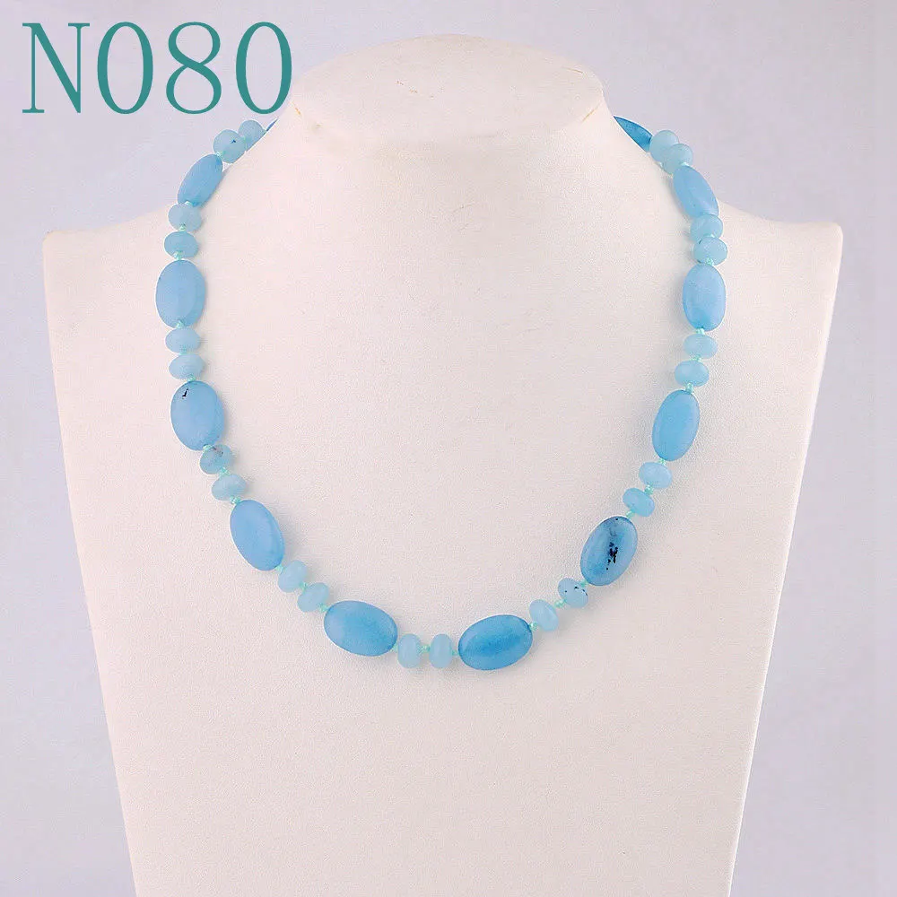 Aquamarine Yumten, бисерное ожерелье из камня, женское колье с драгоценным камнем, цепочка из натурального хрусталя, бусины в форме яйца, женские очаровательные аксессуары, мощное ювелирное изделие - Цвет камня: Aquamarine