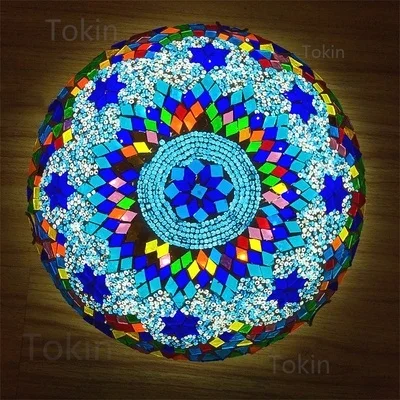 style C Новейшая Турецкая мозаичная потолочная лампа винтажный арт-деко ручной работы lamparas de mesa стеклянный романтический светильник lamparas con mosaic - Цвет корпуса: style C