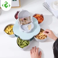 innovative rotary opening and closing dried fruit storage box nut snacks plastic sorting box creative kitchen storage container
