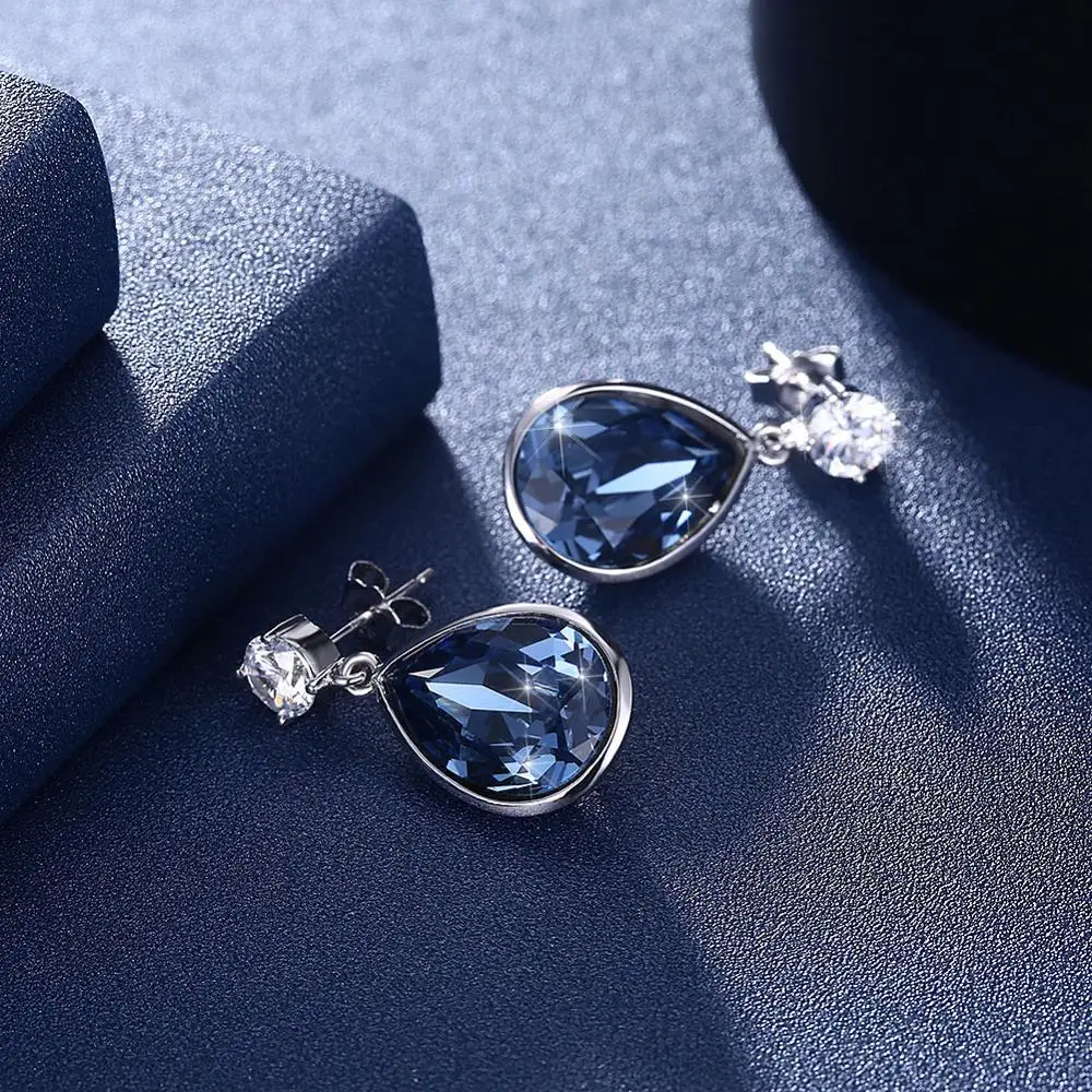 Серьги подвески из серебра S925 пробы с кристаллами Сваровски|Серьги-подвески| |