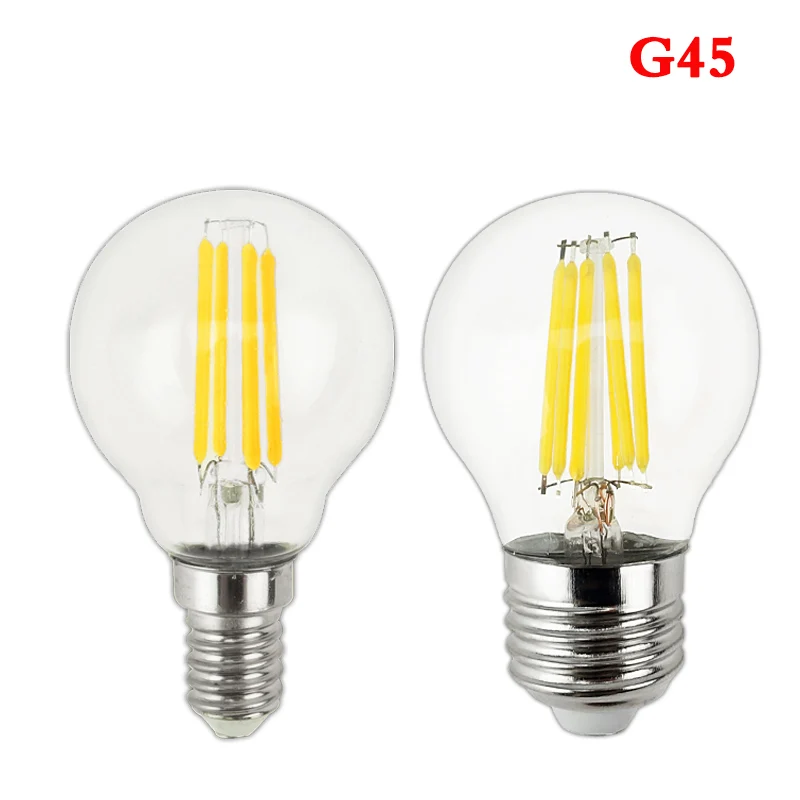 Светодиодная лампа E27 LED G45 AC 220v 240v E14 винтажная накаливания теплого белого света 12w