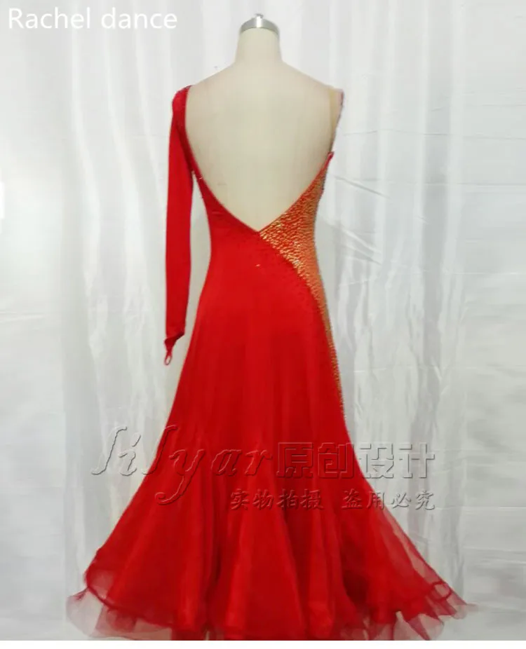 Стандартное бальное платье для женщин с длинным рукавом на плече Сальса Танго