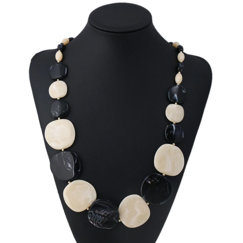 New Maxi Statement Long Beads Necklaces Collier Fashion Acrylic Geometric Pendant Collar Necklace for Women | Украшения и