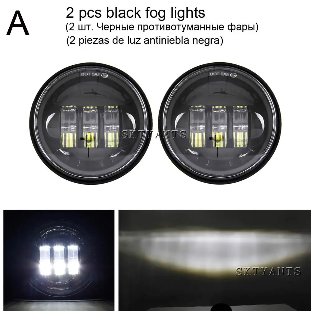 A black lamps 2 шт., 4,5 дюймов, светодиодный светильник для мотоцикла, вспомогательная лампа, кронштейн, аксессуары, противотуманный светильник, корпус 4 1/2, черный хром - Цвет: A black lamps