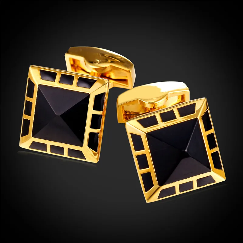 Запонки с эмалировкой для мужчин высокое качество золотого цвета металлические