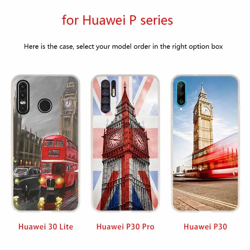 Мягкий чехол для Huawei P40 P30 P20 Pro P10 Lite e Plus P Samrt Z 2020 2019 с лондонским Биг Бен автобусом |