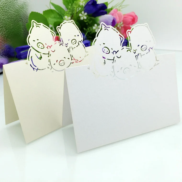 50pcs Laser Cut Cute Pig table name Place Cards Wedding Party Table Decoration wedding decoration favor | Дом и сад
