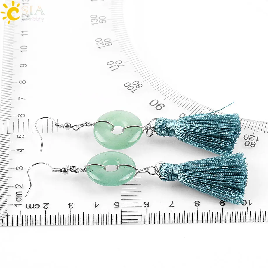 Женские длинные серьги CSJA в этническом стиле из шелка с кисточками Круглые