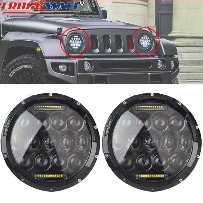2 шт. 75 Вт 7 дюймов светодиодные фары с DRL и Hi/LO луч для 07 14 Jeep Wrangler JK LJ CJ TJ Land Rover Defender 90