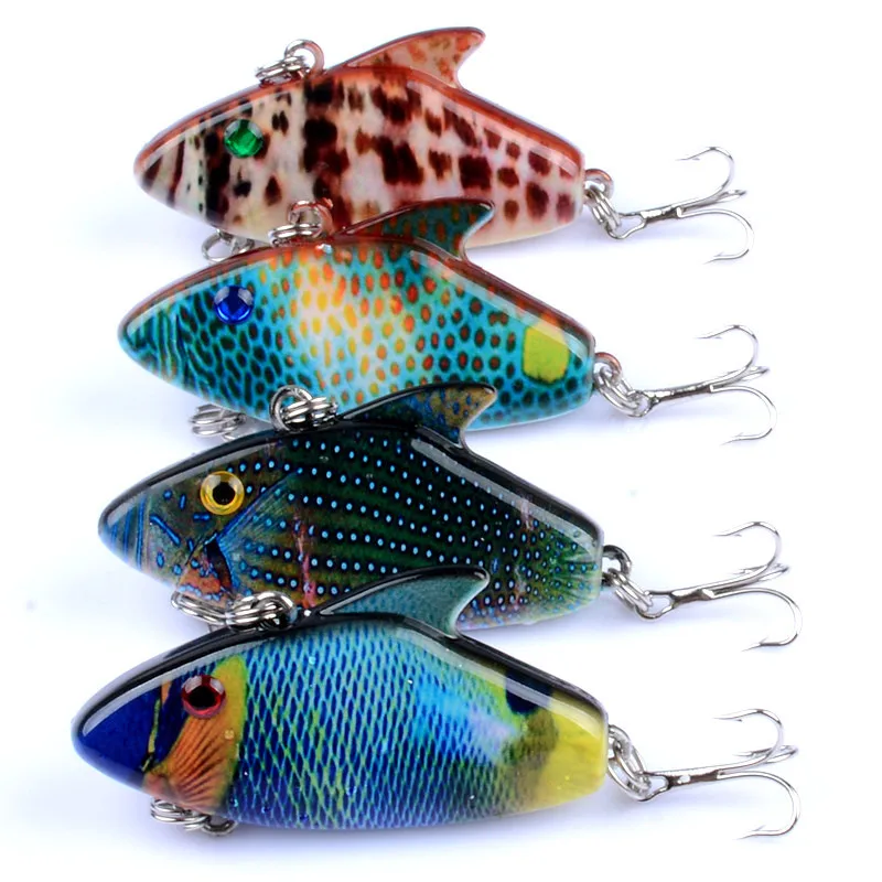 1PCS Coloured Drawing Pattern Lure 4 Color Suit VIB Hard Bait Full Swimming Bionic Arttificial bait Fishing Accessories LD-32 | Спорт и