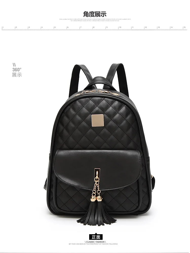 Новые сумки на плечо с кисточками Sac A Dos женская сумка с ромбовидной решеткой школьные сумки для девочек рюкзаки для женщин 3 шт. рюкзак с медведем