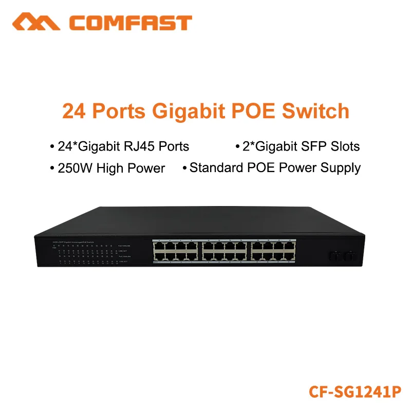 COMFAST 24 * гигабитный порт RJ45 + 2 гигабитных слота SFP сетевой коммутатор POE с 54 Гбит/с