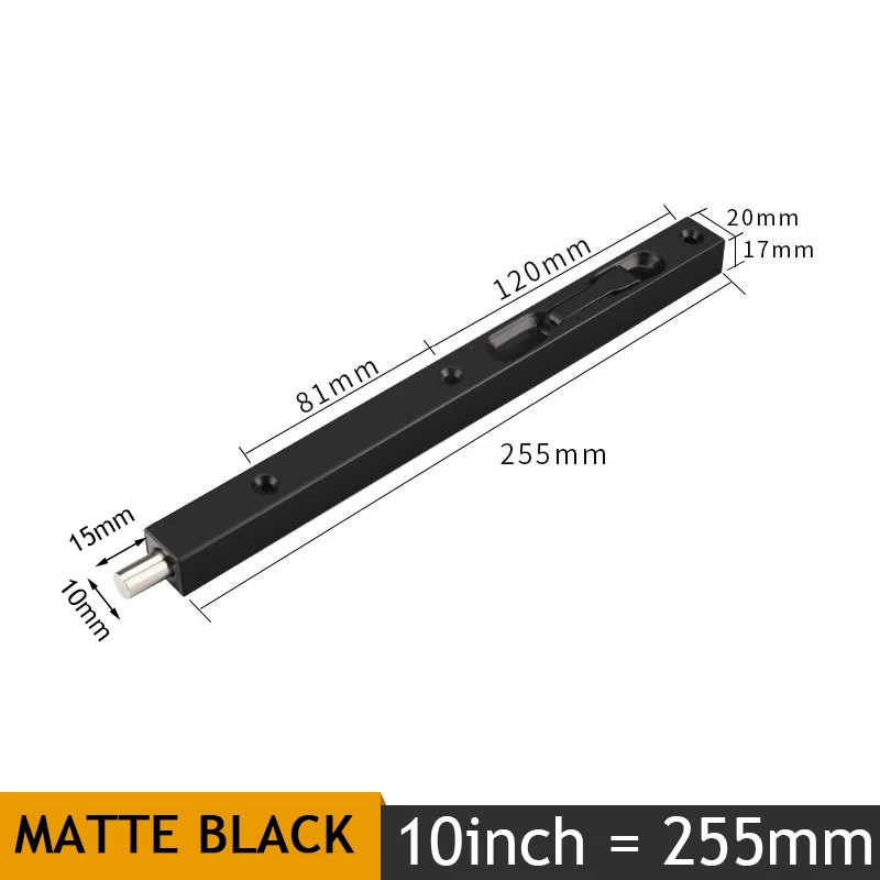 Black 10inch KAK Нержавеющая сталь Скрытая стержень автомобильной двери охранник двери защелка 4/6/8/10 дюймов на сдвигающуюся дверь, замок с болтами, для ванной комнаты: защита от пыли и аппаратное обеспечение - Цвет: Black 10inch