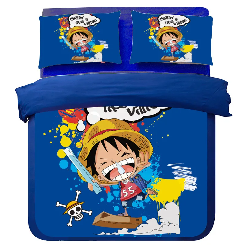 Cartoon One Piece 3D pink full queen king size cartoon bedding sets single double white boys quilts duvet cover set pillowcase | Дом и сад