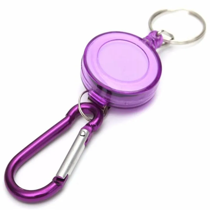 purple Многофункциональная катушка для бейджа, выдвижной брелок для ключей yoyo Ski Pass ID, держатель для карт, брелок для ключей, стальной шнур B117 - Цвет: purple