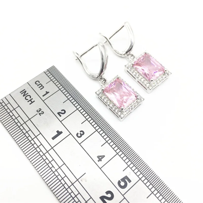 Женские серьги из серебра 925 пробы с квадратным фианитом|jewelry pink|925 sterling925 sterling jewelry