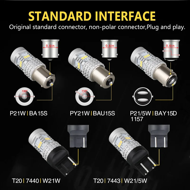 NAO P21W led PY21W BA15S BAU15S T20 P21/5 Вт включить стоп-сигнал 1400lm W21 5 Вт W21W 7440 7443 Белый Красный Янтарный 12v 3020 чип-диод лампочка светодиодное освещение автомобиля
