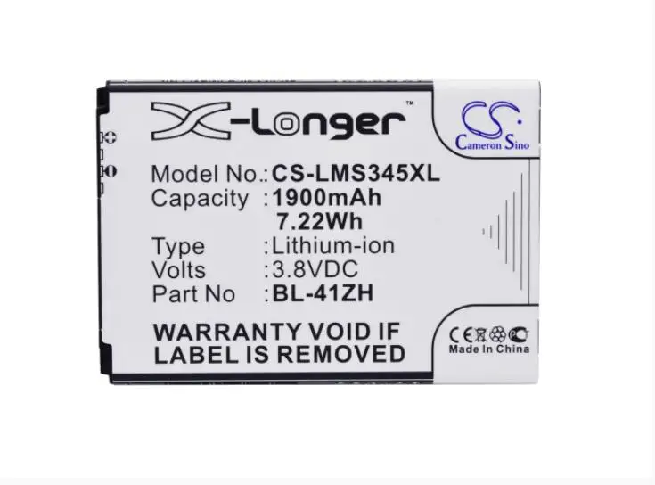Аккумулятор Cameron Sino 1900 мАч для LG C40 Power D213 D290N Destiny H320MB H324 H326t H340N H343 H345 L Fino L21G BL