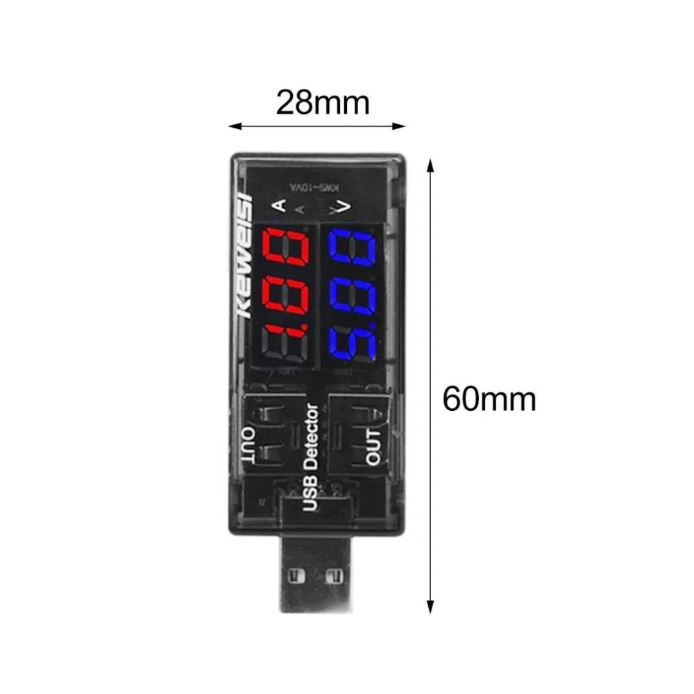 Двойной дисплей USB Тестер DC Цифровой вольтметр Индикатор напряжения тока
