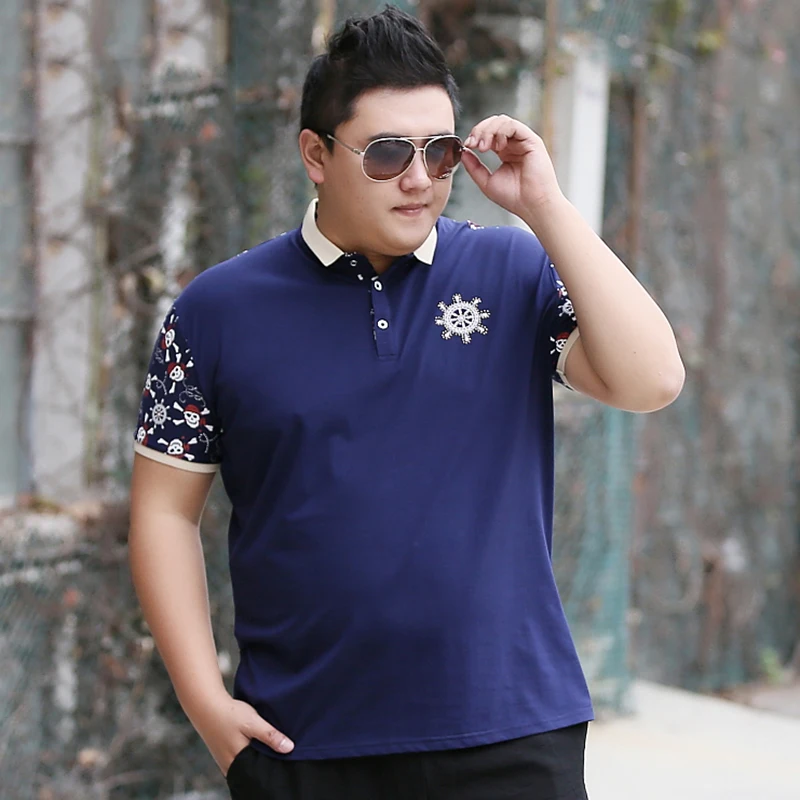 Новые летние 5XL 6XL 7XL рубашки поло мужчин Повседневное Большие размеры мужские Поло рубашка из хлопка с принтом свободные 2XL-7XL Большие размеры Мужская рубашка поло