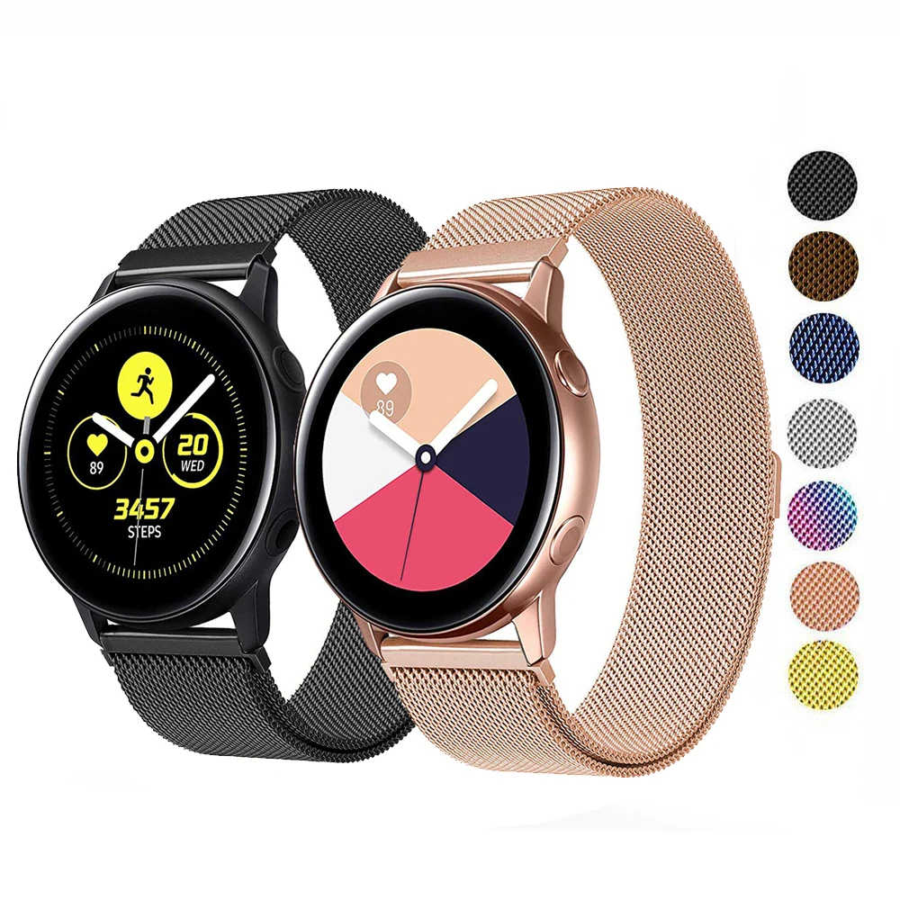 Миланский ремешок из нержавеющей стали для часов samsung Galaxy Watch Active gear S3 S2 Classic 22 мм 20 мм 18 мм 24 мм 16 14