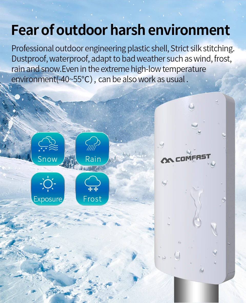 2 шт. COMFAST CF-E120AV3 3 км 300 Мбит/с 5,8 ГГц открытый мини беспроводной AP мост wifi CPE точка доступа 11dBi Wi-Fi антенна наностанция