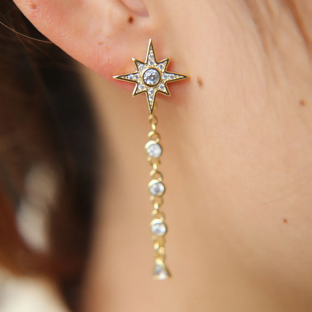 Женские Элегантные серьги valentines с микро покрытием aaa cz sun star очаровательные