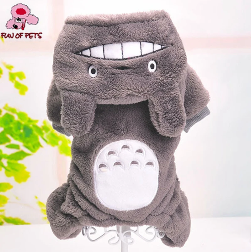 2017 высокое качество флис серый тоторо теплый с капюшоном костюм собачий