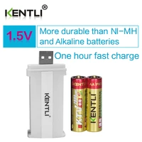 wholesale factory direct sales 2pcs kentli 1 5v aa pk5 2800mwh rechargeable li polymer lithium battery smart lithium charger