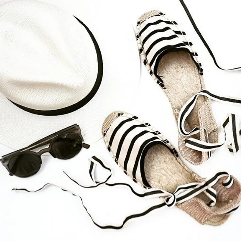 Женские парусиновые эспадрильи Teahoo летние полосатые сандалии с ремешком на