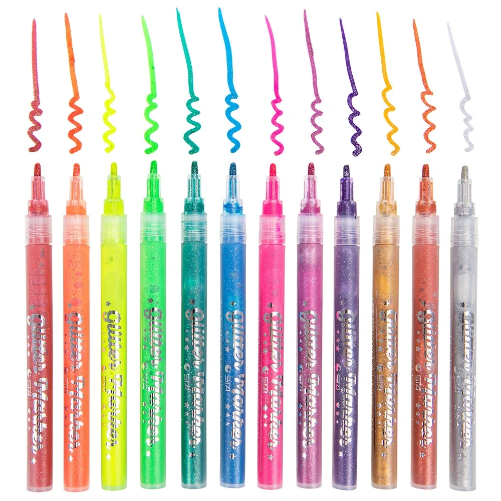 

Painting Marker Pen Glitter Magic Markers Sparkling Color Metal Pen DIY for Ceramic Rock Glass Porcelain Mug Canvas Drawing