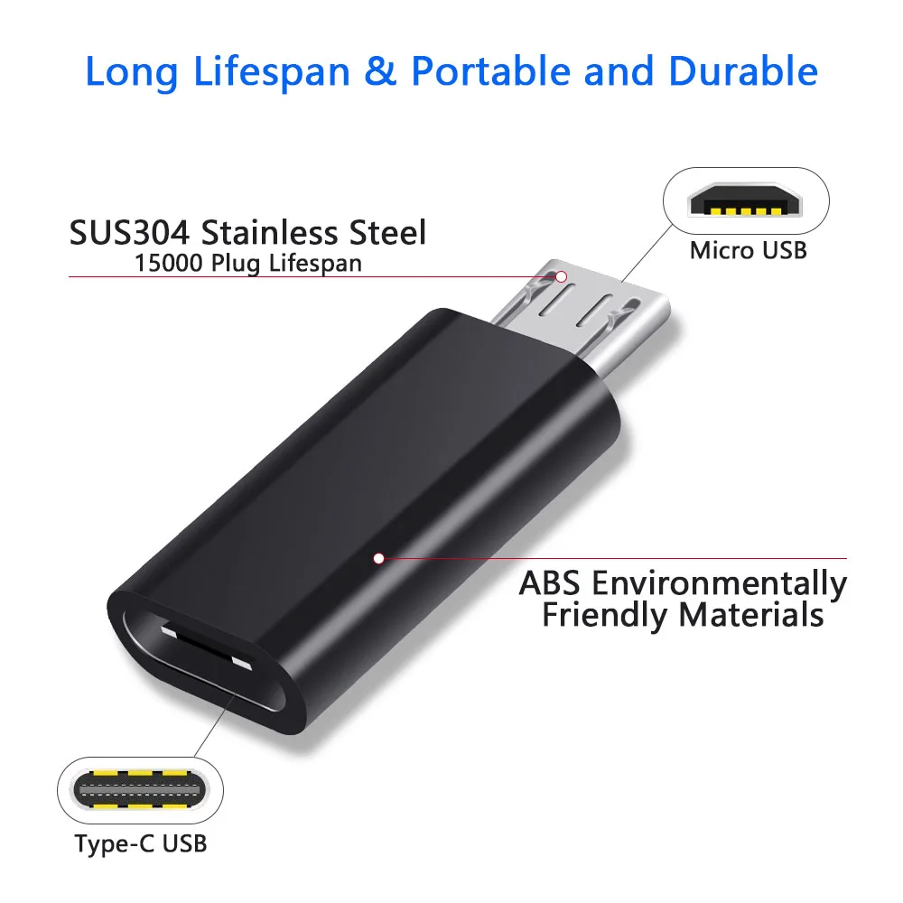 Переходник с USB Type C на Micro разъем для синхронизации данных и зарядки телефонов