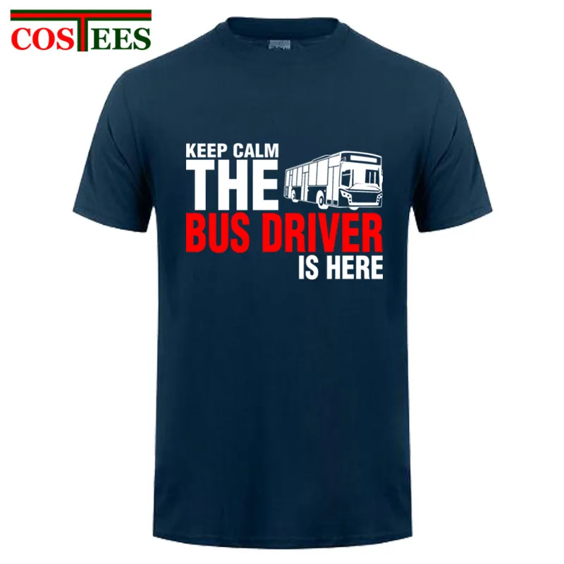 Летняя стильная футболка для отдыха с надписью Keep Calm The Bus Driver Is Here Мужская
