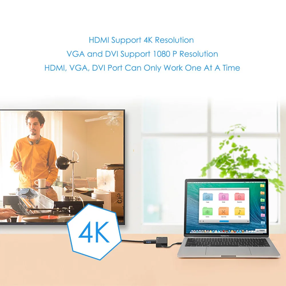 USB C к DVI/HDMI/VGA кабель 3 в 1 папа DVI + HDMI 4K VGA Женский адаптер совместимый MacBook(Pro) iPad